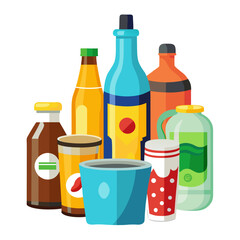 set of different drinks