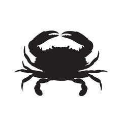 Monochromatic crab silhouette, ocean life depiction, marine invertebrate illustration on white background