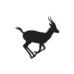 Silhouette of a Majestic Horned Animal Galloping Across the Plains with Power