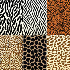 animal print seamless pattern, leopard print, cheetah print, zebra stripes, tiger fur texture, jaguar spots, abstract animal skin background, wildlife textile design, repeating nature textures