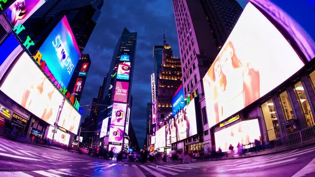 Dusk to Night in Times Square, New York