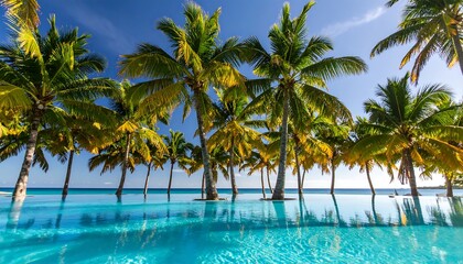 Naklejka premium Tropical pool with palm trees (2)