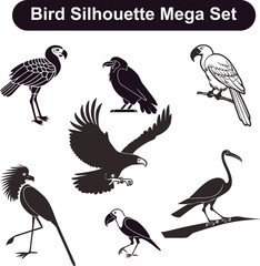 Fototapeta premium Charming illustration of various birds in flight and perched on branches
