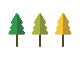 木のアイコンのイラストのセット