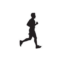 Silhouette of a man running outdoors in a sports competition or training