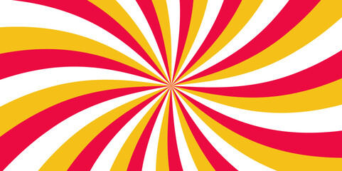 Abstract vibrant optical illusion pattern and radial orange with white stripes. Spiral background with rays,cartoon backdrop. sweet candy pop. line swist .