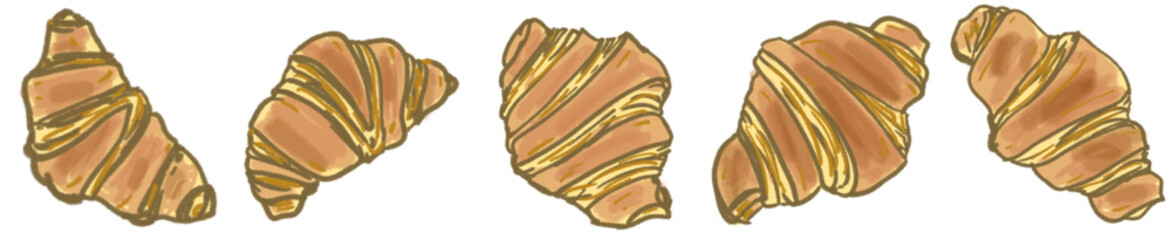 Delicious Golden Flaky Croissant Hand-Drawn Illustration