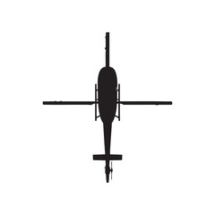 Overhead silhouette of a helicopter featuring a rotor, fuselage and tail © Bashir Ahammed
