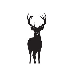 Elegant stag silhouette with impressive antlers standing tall against a plain backdrop