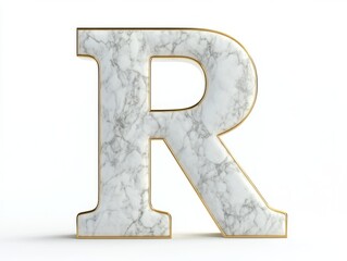 Elegant marble letter R with golden accents
