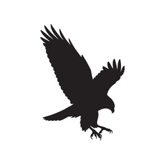Silhouette of an eagle in mid flight preparing to land majestically