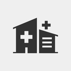 Obraz premium Hospital building logos in black and white, healthcare facility icons