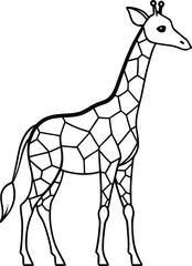 a giraffe one line art with transparent background