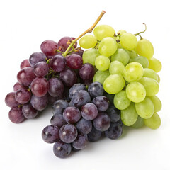 Fresh red and green grapes bunch isolated on white background