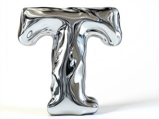 Melted Chrome Letter T Sculpture Design