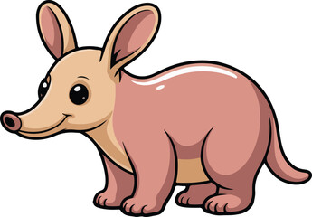 Naklejka premium A cute aardvark cartoon illustration smiling and standing