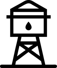 water tower pictogram vector icon on white or transparent background. plumbing tools. Editable and Printable sticker.