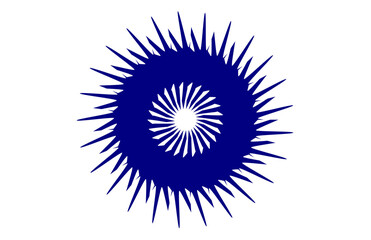 Fototapeta premium Blue radial spiky abstract symbol with circular energy shape for logos and artTags: