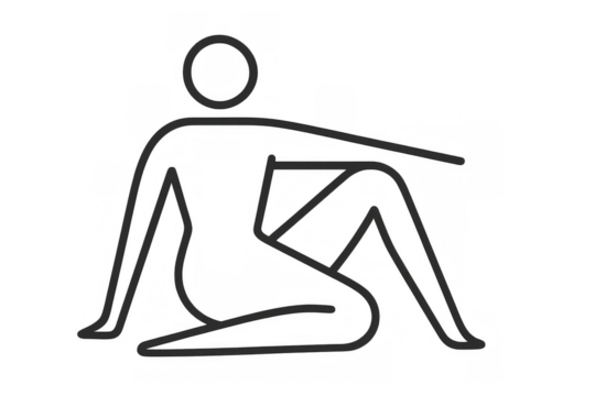 Line art stick figure stretching legs on transparent background, representing wellness and physical activity - Powered by Adobe