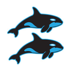 Two Orcas in a Simple, Stylized Design