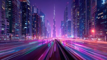  Neon Cityscape: Futuristic Dubai at Night