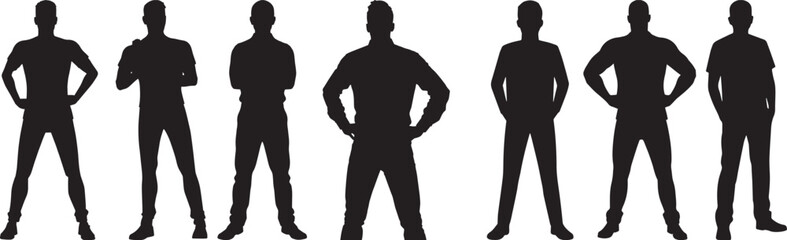 Athletic Male Silhouette in Confident Standing Pose – Abstract Body Shape, Shadow Play Illustration, Contour Body, Strong Posture Concept Design isolated on white background