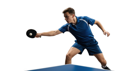 Athlete playing table tennis PNG image with action shot