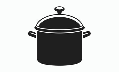 Cooking pot silhouette, kitchenware vector icon, cookware black illustration, vector pot icon silhouette illustration