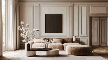 Elegant living room interior design featuring a sectional sofa and decorative accents.