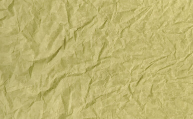 Crumpled yellow paper texture. Abstract light background with wrinkled cardboard texture. Vector illustration horizontal fold crumpled empty biodegradable brown paper template for posters and banners