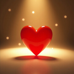 Romantic Glowing Heart Under Soft Spotlight &ndash; A Symbol of Love