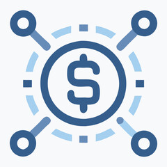 Vector magnifying glass with Euro symbol for global business communication and data network concept