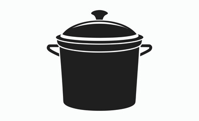 Cooking pot silhouette, kitchenware vector icon, cookware black illustration, vector pot icon silhouette illustration