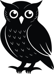 Mystic Owl Sitting Still ,Dark Forest Silhouette Concept