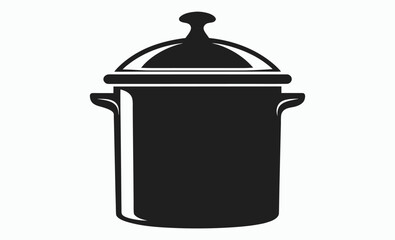 Cooking pot silhouette, kitchenware vector icon, cookware black illustration, vector pot icon silhouette illustration