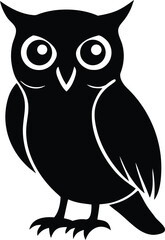 Silent Owl Perched on Branch Under Moonlight, Night Silhouette