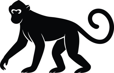Obraz premium Curious Monkey Standing Alone, Bold Silhouette Scene
