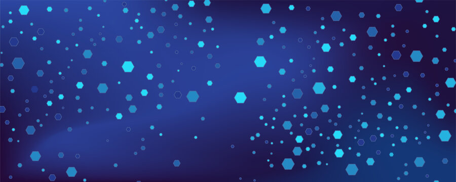 Abstract Digital Blue Hexagons Business or Science Background. Medical Research or Tech Innovation Online Webinar Presentation Event. Conference or Forum Vector Illustration Backdrop. eps10