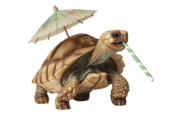 Tortoise enjoying a summer drink