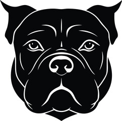 Bulldog head profile silhouette , rugged pet portrait design