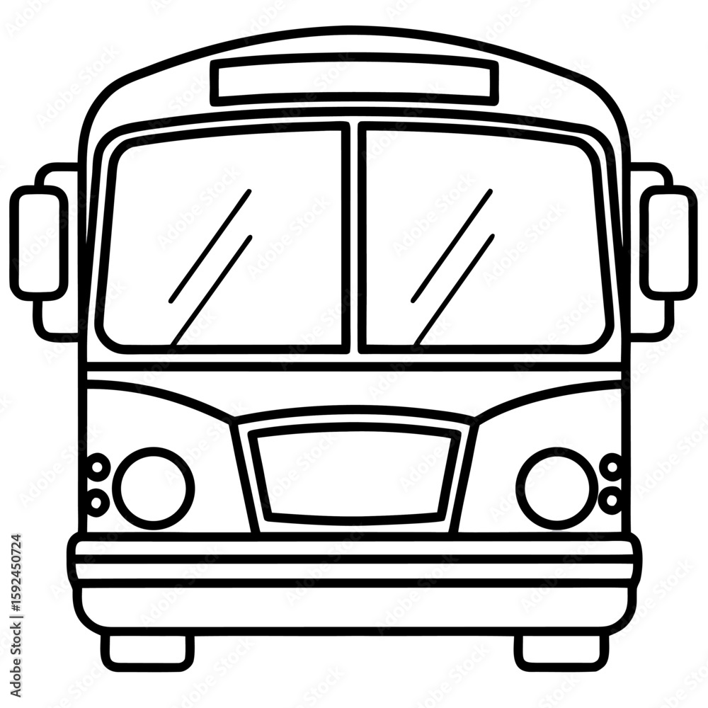 Poster minimalist continuous line drawing of a bus front view