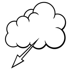 Simple cloud with a directional arrow clean single line illustration