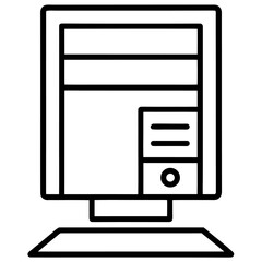 Minimalist computer tower icon in a single continuous line style