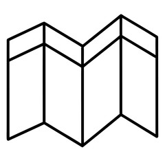 Minimalist folded map icon in a clean single line graphic style