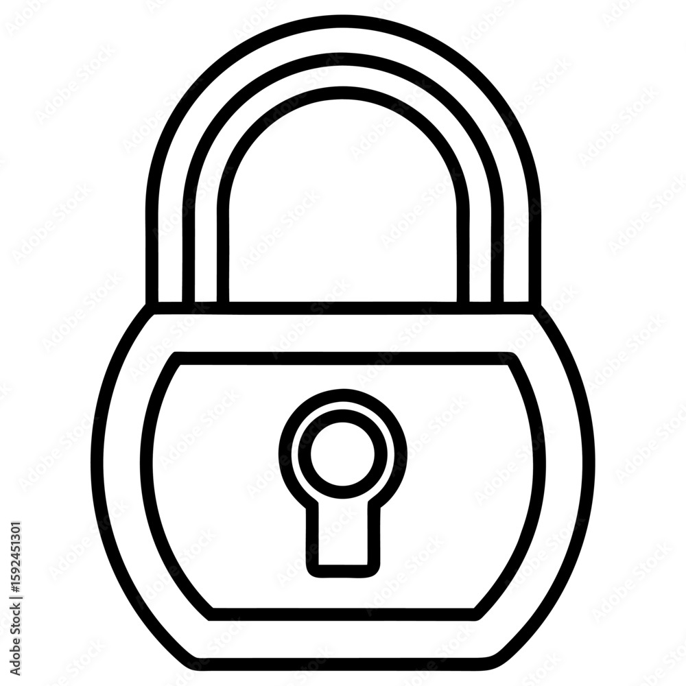 Poster minimalist continuous line drawing of a secure lock icon for digital use