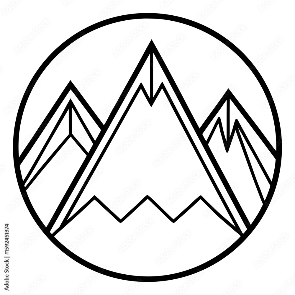 Fototapete minimalist mountain range icon rendered in a single continuous stroke