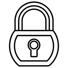 Minimalist continuous line drawing of a secure lock icon for digital use