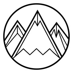 Minimalist mountain range icon rendered in a single continuous stroke