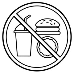 Prohibition sign for food and drink simple line art icon