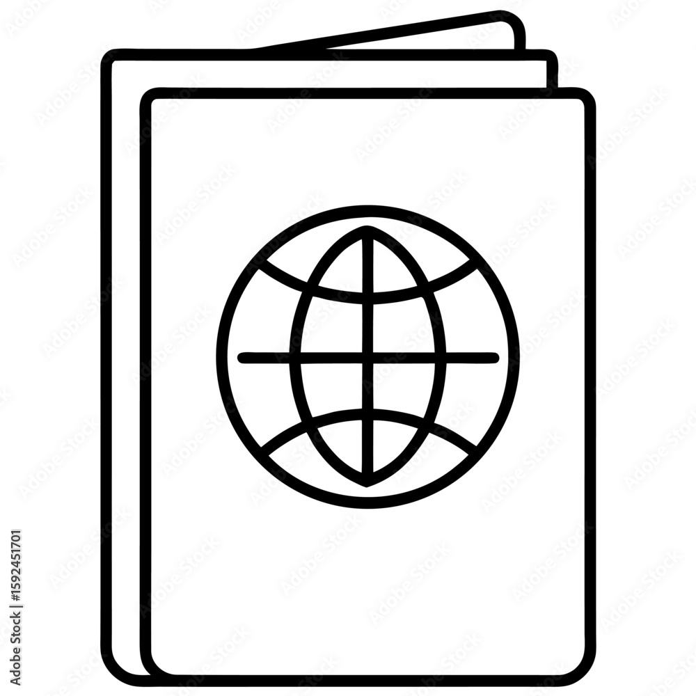 Poster simple passport icon design in a single continuous line